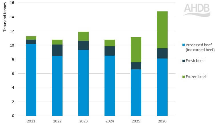 Brazilian beef exports to the  by product.
